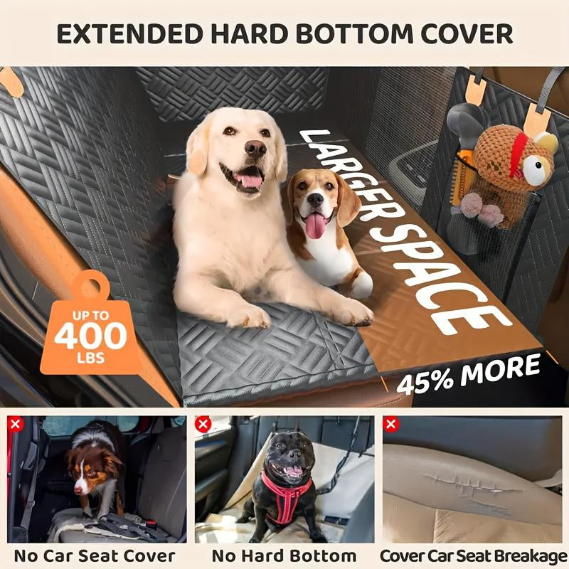 Back Seat Extender for Dogs,Holds 420Lbs,Waterproof Dog Car Seat Cover for Back Seat with Hard Bottom,2025 Upgraded Material Dog Hammock for Car,Easy to Use and Clean Protector