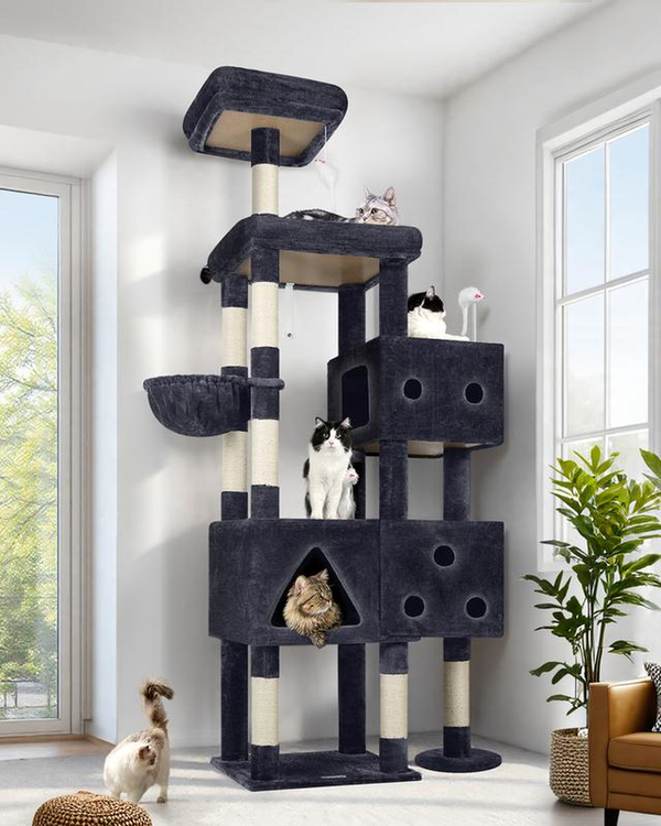 Extra Large Cat Tower, 81In Tall Cat Tree for Big Cats with 3 Condos and 8 Scratching Posts for Indoor Adult Cats