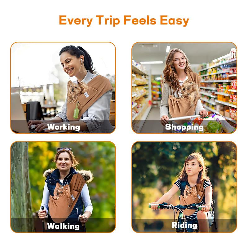 Yunpawpet Large Pet Sling Carrier - Handsfree Cat Sling Carrier Pouch for Chinchillas, Hedgehogs, Puppies, Sugar Gliders, Guinea Pigs, Rabbits, Kittens Etc.