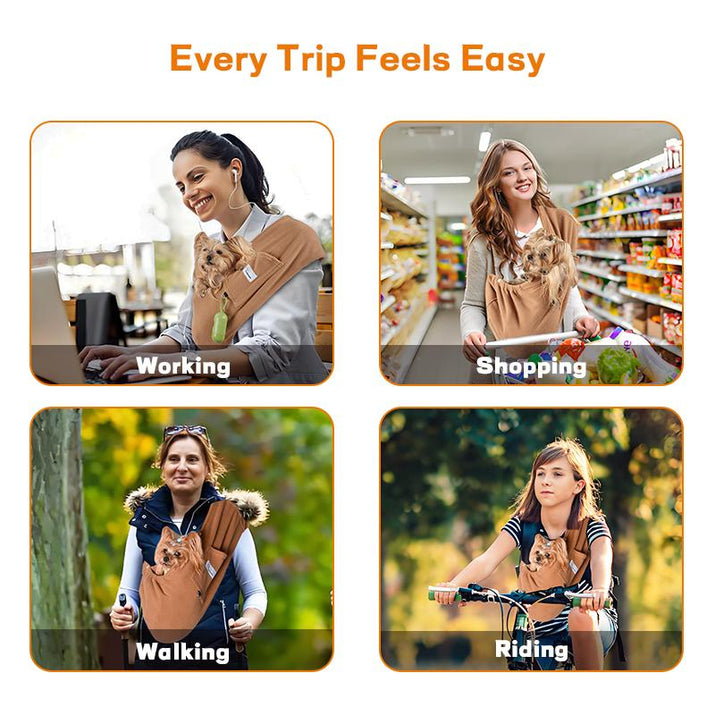 Yunpawpet Large Pet Sling Carrier - Handsfree Cat Sling Carrier Pouch for Chinchillas, Hedgehogs, Puppies, Sugar Gliders, Guinea Pigs, Rabbits, Kittens Etc.