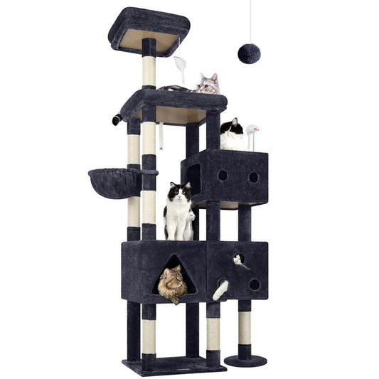 Extra Large Cat Tower, 81In Tall Cat Tree for Big Cats with 3 Condos and 8 Scratching Posts for Indoor Adult Cats