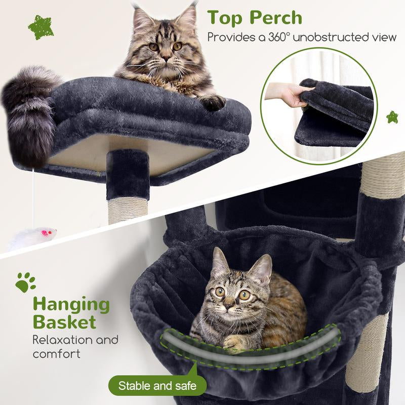 Extra Large Cat Tower, 81In Tall Cat Tree for Big Cats with 3 Condos and 8 Scratching Posts for Indoor Adult Cats