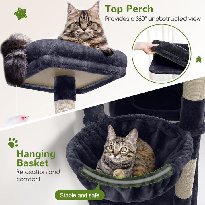 Extra Large Cat Tower, 81In Tall Cat Tree for Big Cats with 3 Condos and 8 Scratching Posts for Indoor Adult Cats