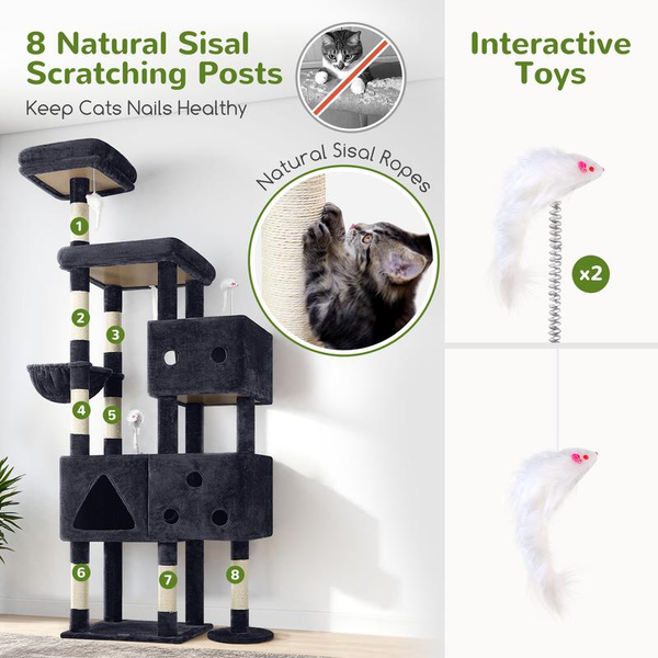 Extra Large Cat Tower, 81In Tall Cat Tree for Big Cats with 3 Condos and 8 Scratching Posts for Indoor Adult Cats