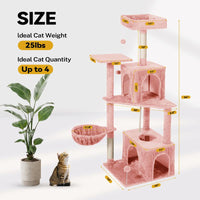 Wecharmer Cat Tree / Tower for Indoor with Green Leaves, Cat Condo Cozy Plush House with Hang Ball, Pet Furniture with Scratching Posts Cat Tree