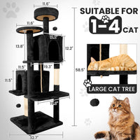 Wecharmer Cat Tree / Tower for Indoor with Green Leaves, Cat Condo Cozy Plush House with Hang Ball, Pet Furniture with Scratching Posts Cat Tree