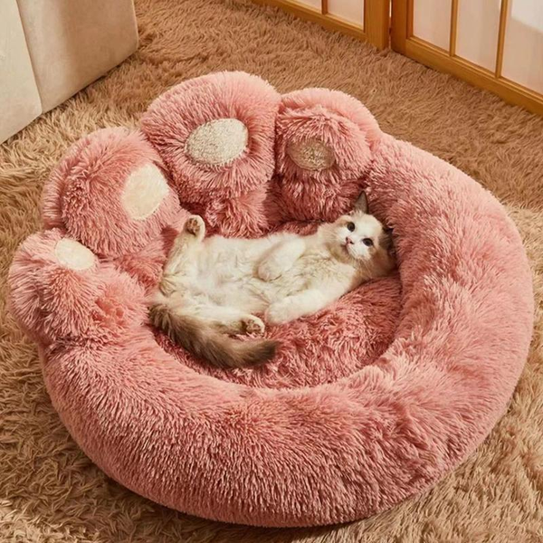 Cat Cartoon Bear Paw Design Pet Bed, Soft Plush Pet Nest for Daily Use, Spring Warm Pet Bed for Dog & Cat