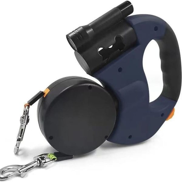 Tangle-Free Dual Dog Leash with 360° Swivel Head – for 2 Small to Medium Dogs (30 Lbs), 10Ft Retractable Leash, Lightweight Anti-Wear Handle,