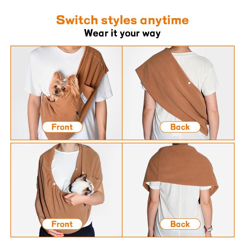 Yunpawpet Large Pet Sling Carrier - Handsfree Cat Sling Carrier Pouch for Chinchillas, Hedgehogs, Puppies, Sugar Gliders, Guinea Pigs, Rabbits, Kittens Etc.