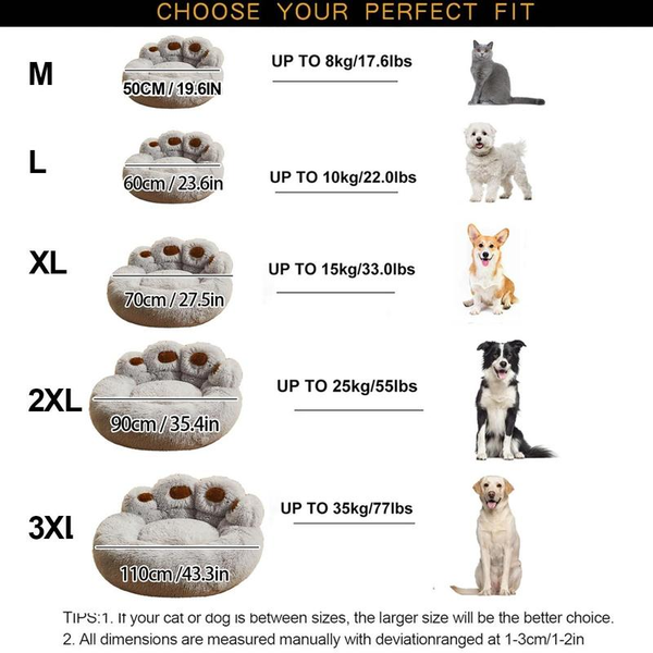Cat Cartoon Bear Paw Design Pet Bed, Soft Plush Pet Nest for Daily Use, Spring Warm Pet Bed for Dog & Cat