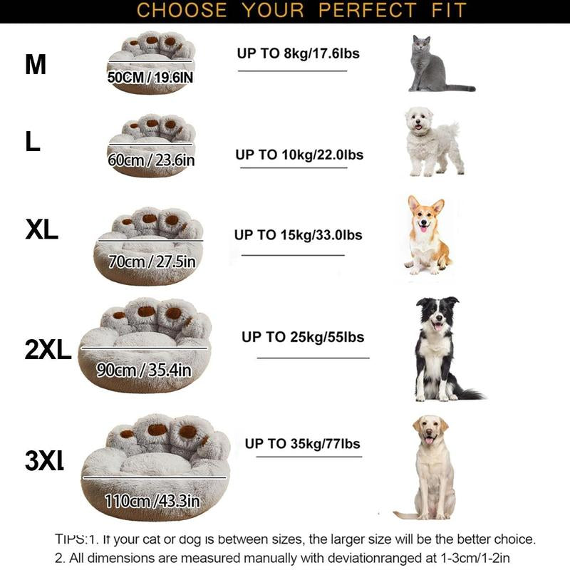 Cat Cartoon Bear Paw Design Pet Bed, Soft Plush Pet Nest for Daily Use, Spring Warm Pet Bed for Dog & Cat