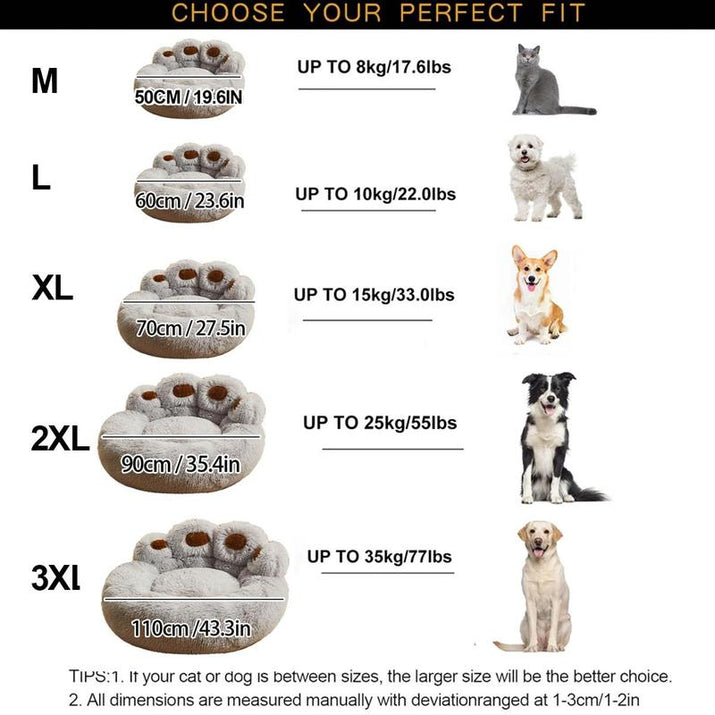 Cat Cartoon Bear Paw Design Pet Bed, Soft Plush Pet Nest for Daily Use, Spring Warm Pet Bed for Dog & Cat