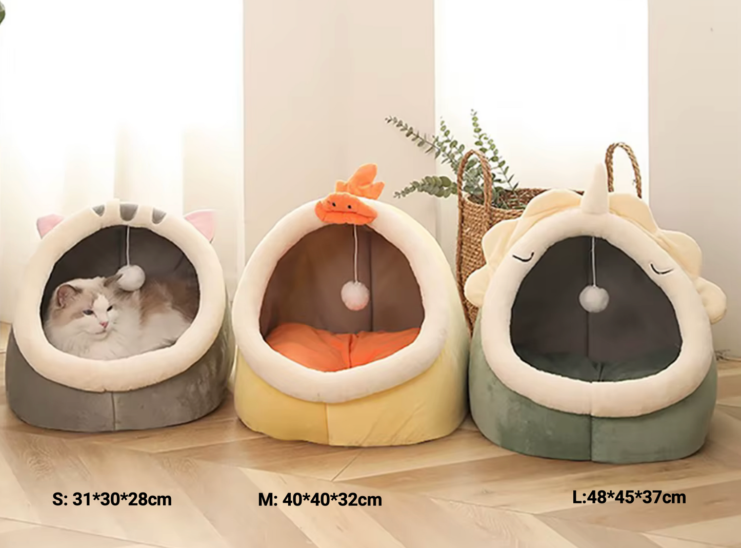 Cama para gatos de sueño profundo,  plegable, extraíble, lavable con forma de  bolsa tipo cueva( ver medidas)