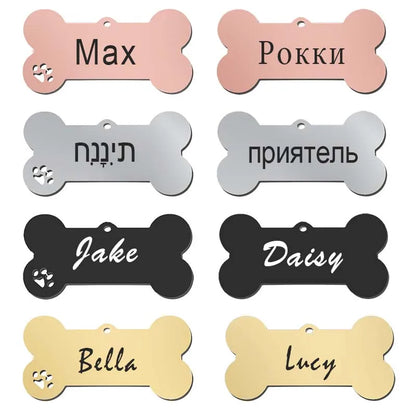 Etiqueta de identificación de mascota, llavero grabado gratis personalizado para gato, cachorro, perro, llavero colgante, pata de hueso, accesorios para mascotas
