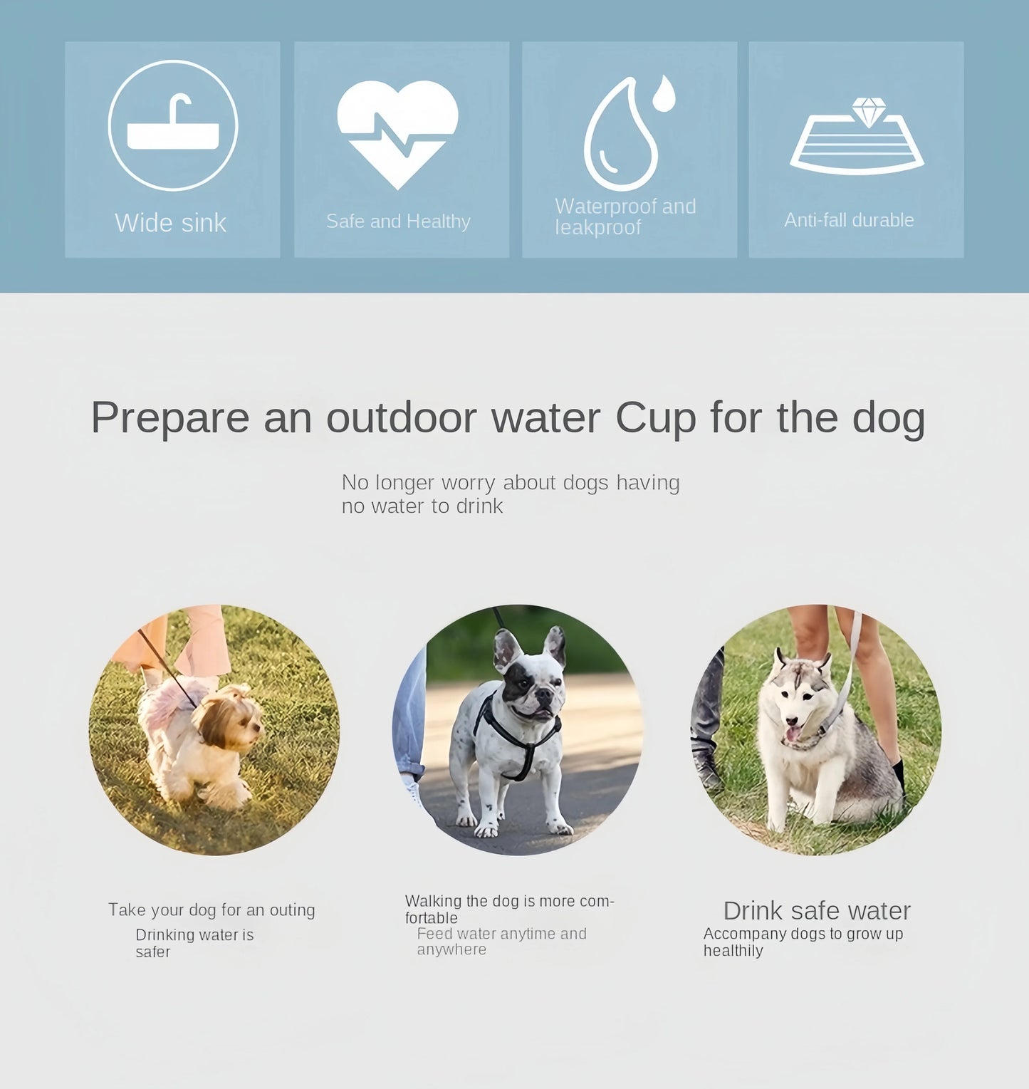 Botella de agua portátil para perros y gatos con almacenamiento de alimentos y contenedor de agua para cachorros, cuenco alimentador para perros, suministros para mascotas de viaje al aire libre