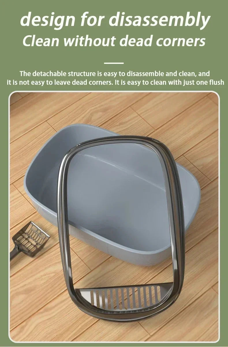 Inodoro/Arenero para gatos, caja de arena semicerrada, alta, a prueba de salpicaduras, con pala para arena, arenero para gatos, suministros de limpieza