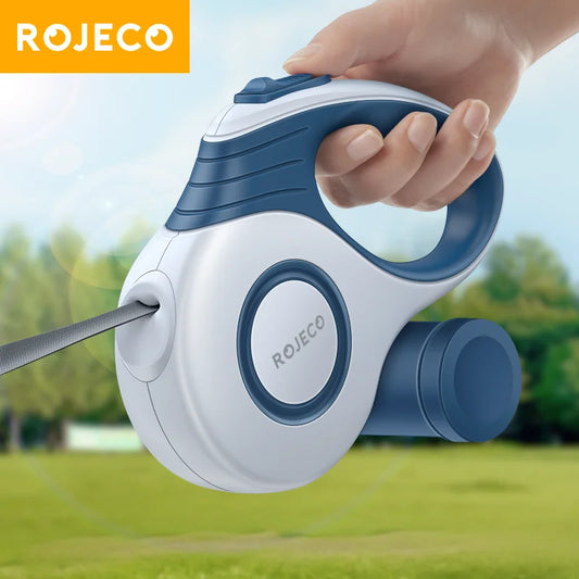 ROJECO-cordón retráctil automático para perros, extensible de 3M/5M para paseos al aire libre, perros pequeños de hasta 35 kg.,