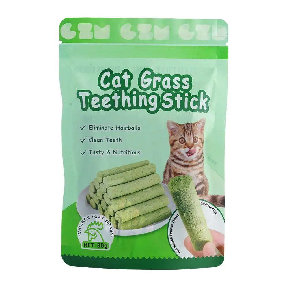 Palitos de hierba para gatos para rechinar los dientes, snacks para mascotas, elimina bolas de pelo, suaves, listos para comer, palitos para limpiar los dientes de gatos bebés.