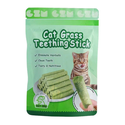 Palitos de hierba para gatos para rechinar los dientes, snacks para mascotas, elimina bolas de pelo, suaves, listos para comer, palitos para limpiar los dientes de gatos bebés.
