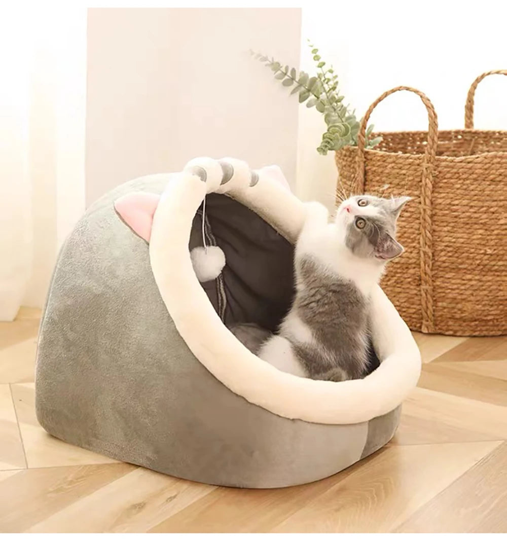 Cama para gatos de sueño profundo,  plegable, extraíble, lavable con forma de  bolsa tipo cueva( ver medidas)
