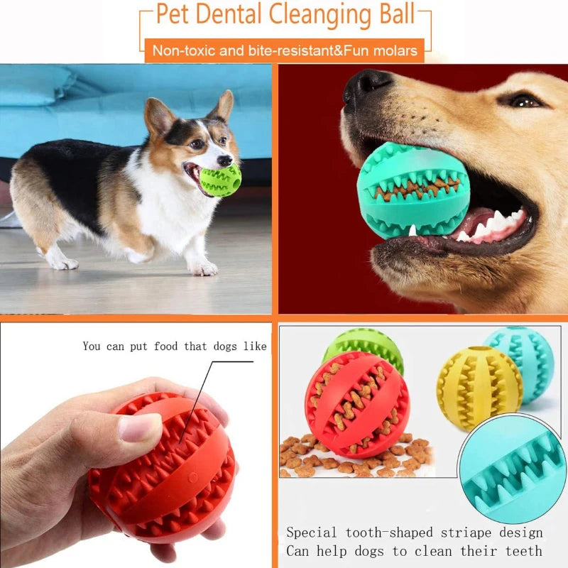 Pelota de juguete para perros, pelotas de goma interactivas, juguetes para masticar para cachorros, pelota para limpiar dientes de mascotas, comedero para gatos, pelotas de silicona para comer.