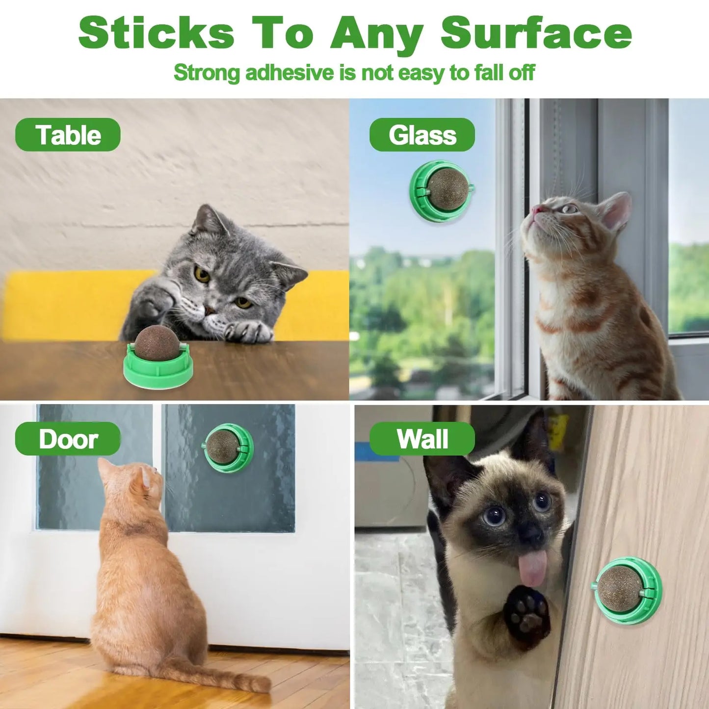 1-3PCS Bolas de hierba gatera para gatos Juguetes de hierba gatera de pared para lamer gatos Juguetes para masticar gatitos Limpieza de dientes Eliminación de bolas de pelo dental Juguetes comestibles para gatos