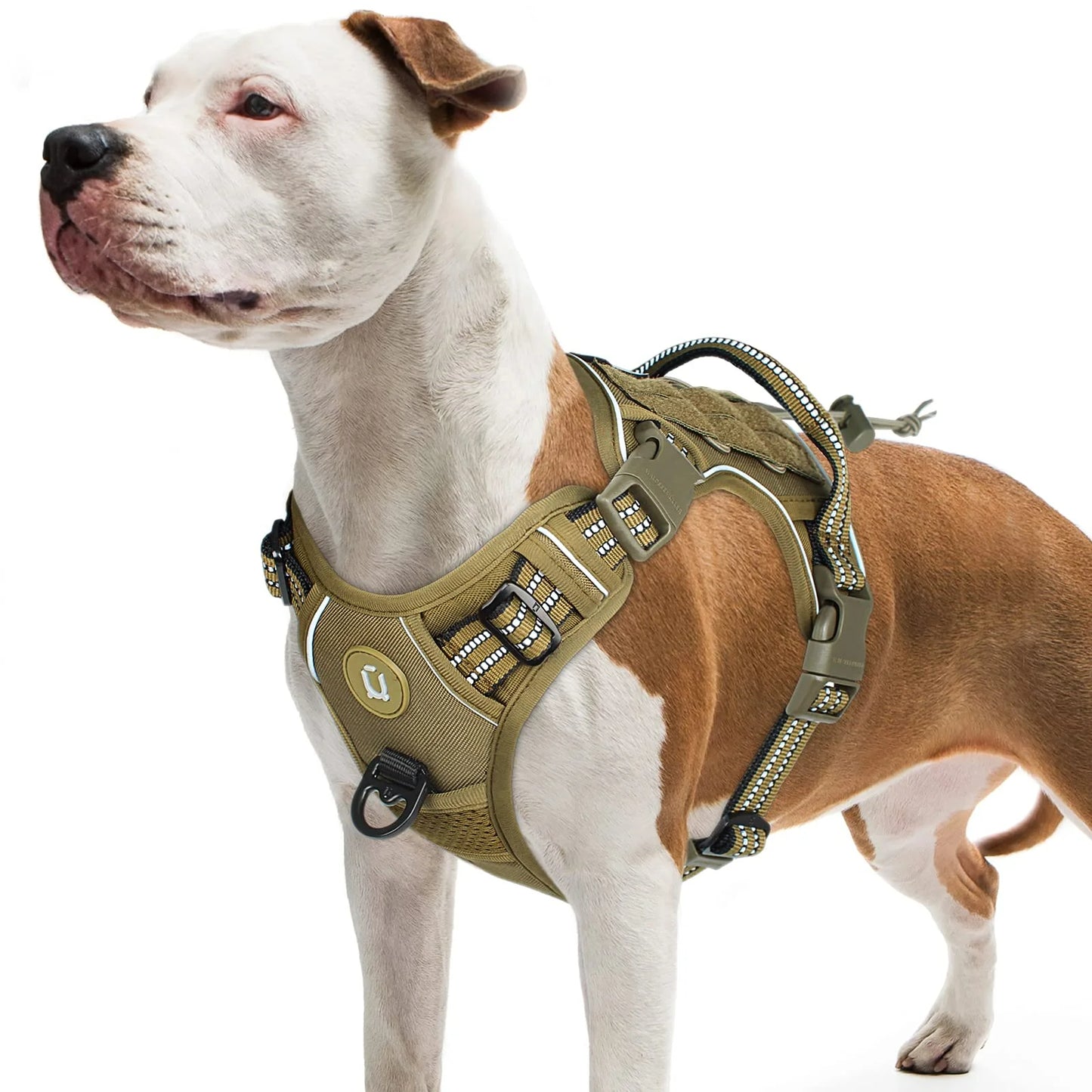 Arnés táctico para perros, arnés para perros sin tirones, arnés de chaleco MOLLE transpirable ajustable para perros medianos y grandes, militar reflectante