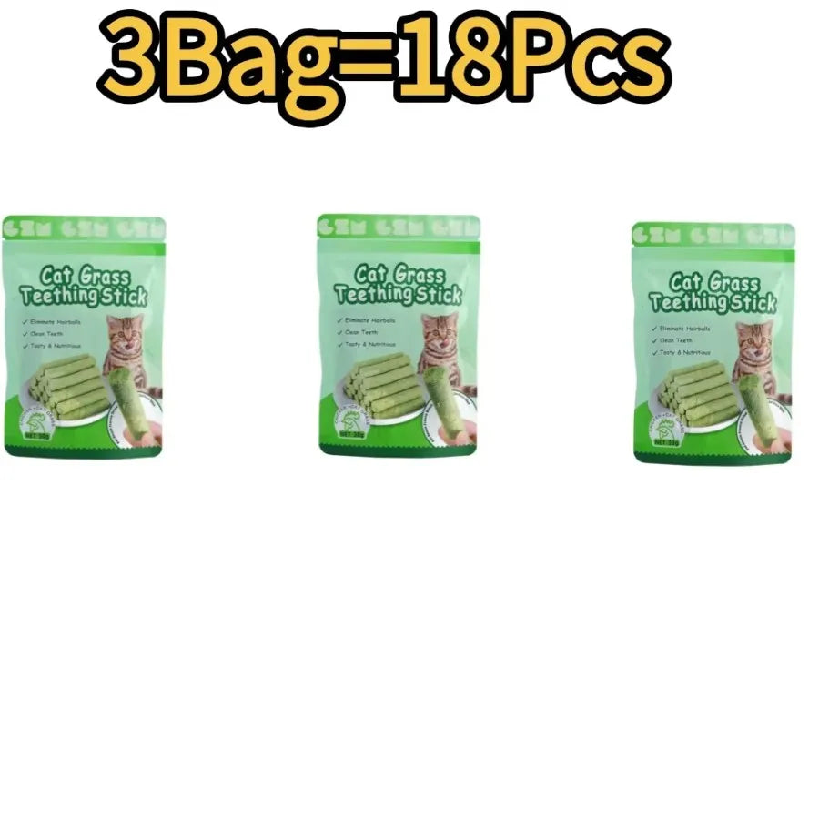 Palitos de hierba para gatos para rechinar los dientes, snacks para mascotas, elimina bolas de pelo, suaves, listos para comer, palitos para limpiar los dientes de gatos bebés.