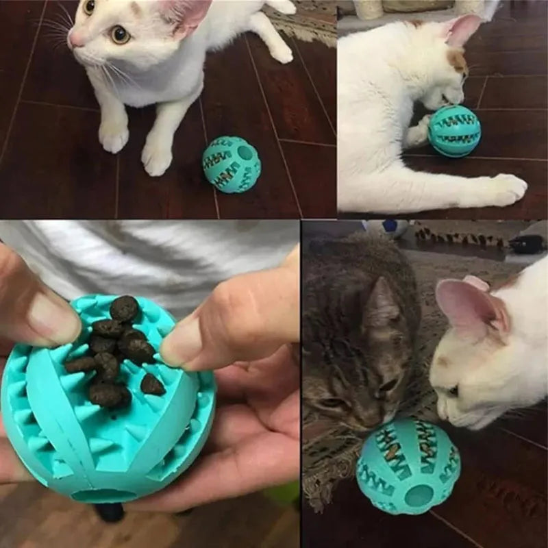 Pelota de juguete para perros, pelotas de goma interactivas, juguetes para masticar para cachorros, pelota para limpiar dientes de mascotas, comedero para gatos, pelotas de silicona para comer.