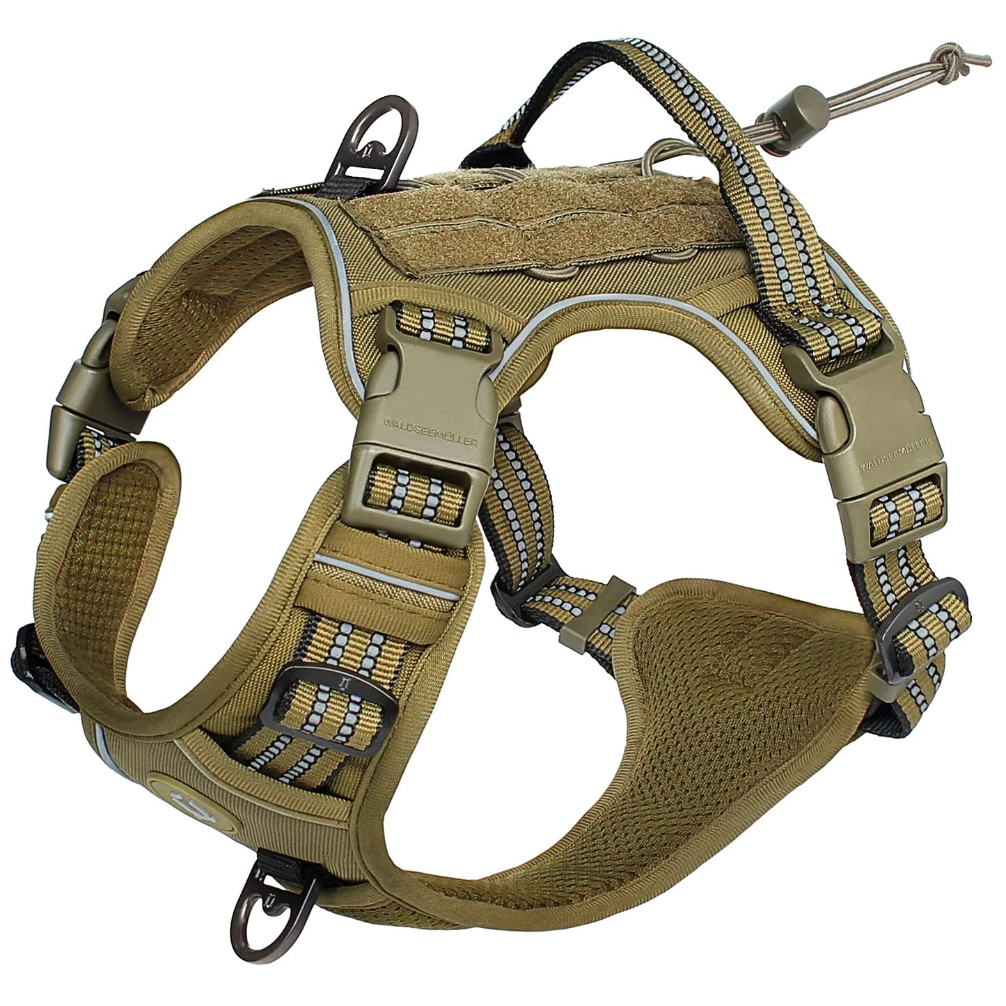 Arnés táctico para perros, arnés para perros sin tirones, arnés de chaleco MOLLE transpirable ajustable para perros medianos y grandes, militar reflectante