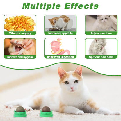 1-3PCS Bolas de hierba gatera para gatos Juguetes de hierba gatera de pared para lamer gatos Juguetes para masticar gatitos Limpieza de dientes Eliminación de bolas de pelo dental Juguetes comestibles para gatos