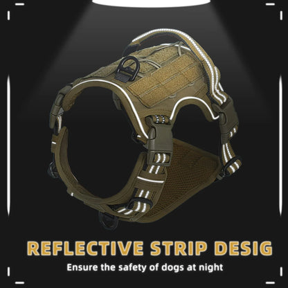 Arnés táctico para perros, arnés para perros sin tirones, arnés de chaleco MOLLE transpirable ajustable para perros medianos y grandes, militar reflectante