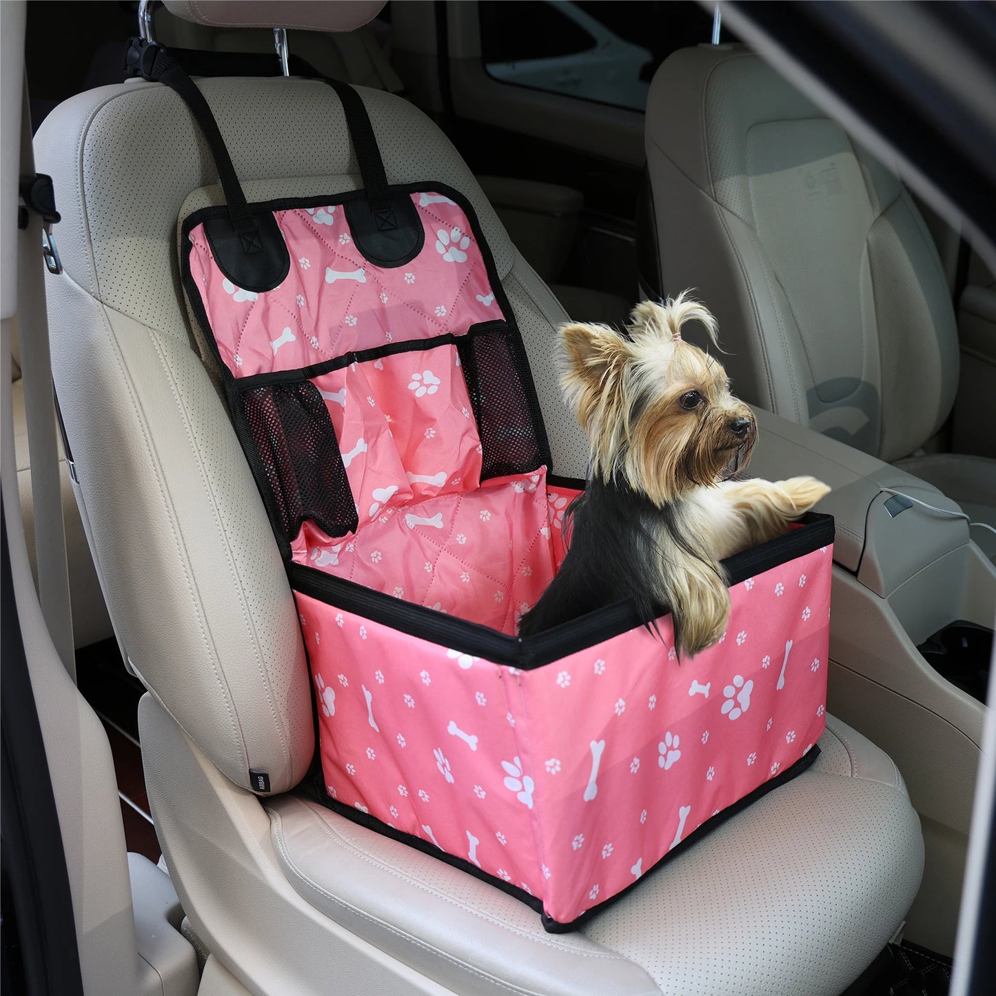 Asiento de auto para perros con bolsillos de almacenamiento, funda Universal para asiento de mascotas para perros pequeños y medianos, antideslizante y bolsa de seguridad