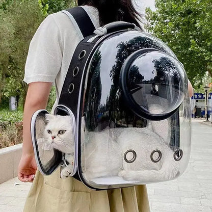 Bolsa de transporte para Gato, mochilas espaciales transparente portátil y transpirable, también para perros pequeños y cachorros
