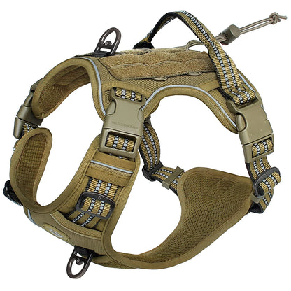 Arnés táctico para perros, arnés para perros sin tirones, arnés de chaleco MOLLE transpirable ajustable para perros medianos y grandes, militar reflectante
