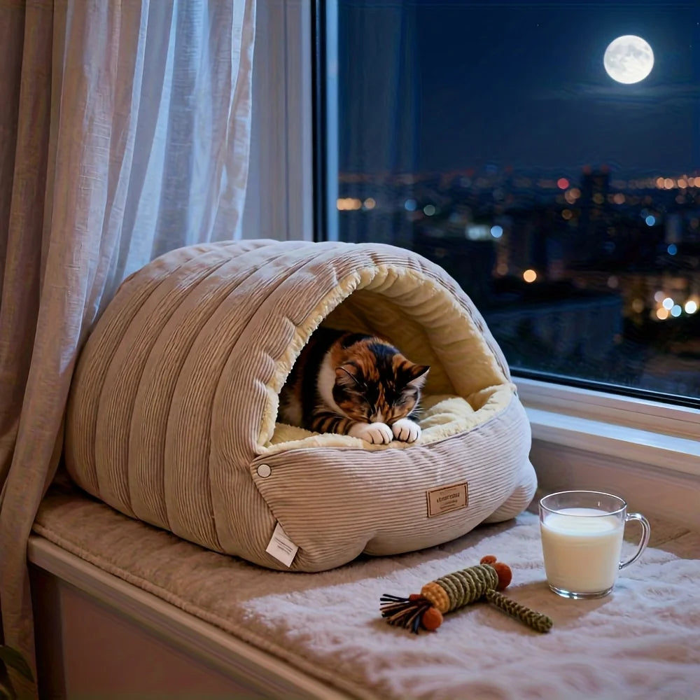 Cama cálida para gatos de invierno, casa cálida para mascotas, nido para dormir para mascotas, calidez gruesa, cama para dormir suave para gatitos, cueva para gatos, calidez para perros y gatos