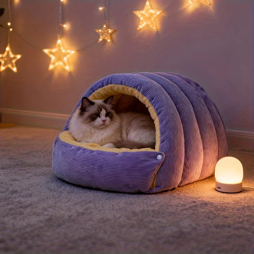 Cama cálida para gatos de invierno, casa cálida para mascotas, nido para dormir para mascotas, calidez gruesa, cama para dormir suave para gatitos, cueva para gatos, calidez para perros y gatos