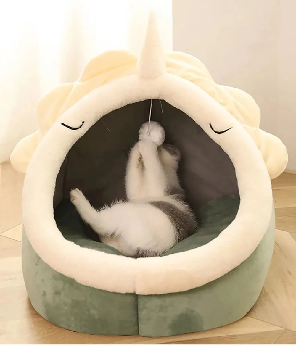 Cama para gatos de sueño profundo,  plegable, extraíble, lavable con forma de  bolsa tipo cueva( ver medidas)