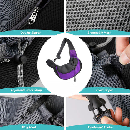 Bolso de hombro de malla Oxford para mascotas, cómoda para viaje al aire libre, S/L