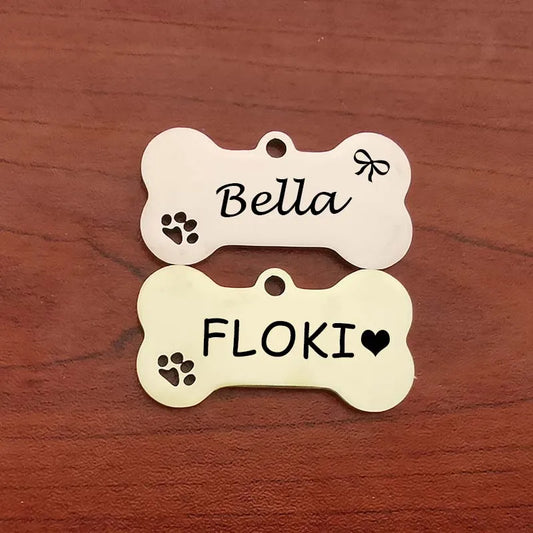 Etiqueta de identificación de mascota, llavero grabado gratis personalizado para gato, cachorro, perro, llavero colgante, pata de hueso, accesorios para mascotas