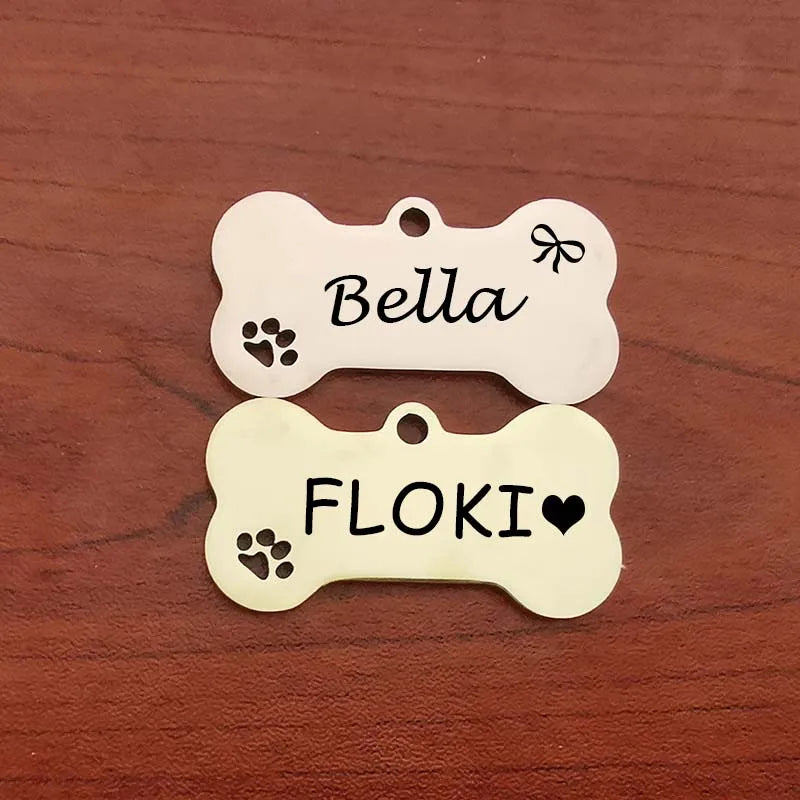 Etiqueta de identificación de mascota, llavero grabado gratis personalizado para gato, cachorro, perro, llavero colgante, pata de hueso, accesorios para mascotas