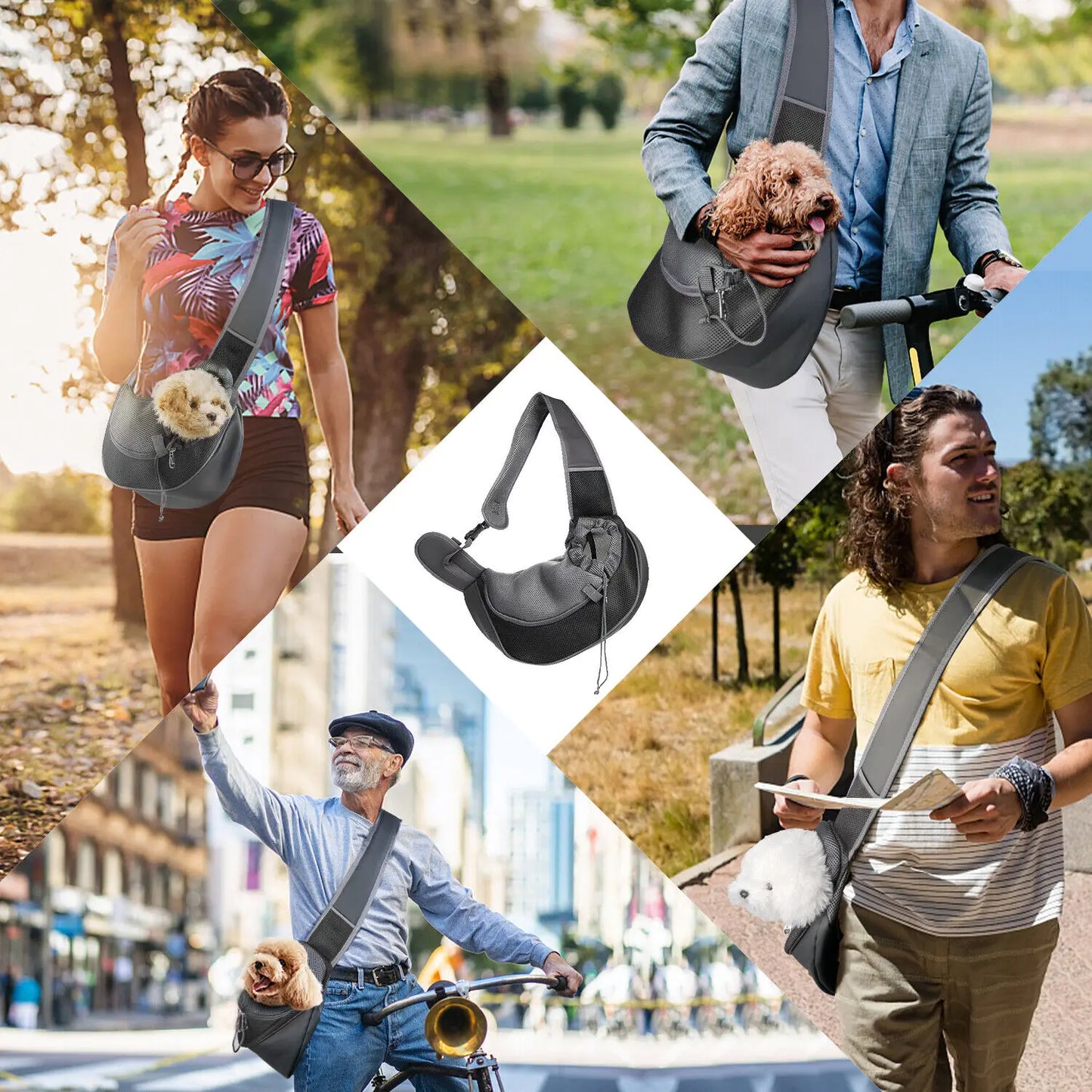 Bolso de hombro de malla Oxford para mascotas, cómoda para viaje al aire libre, S/L