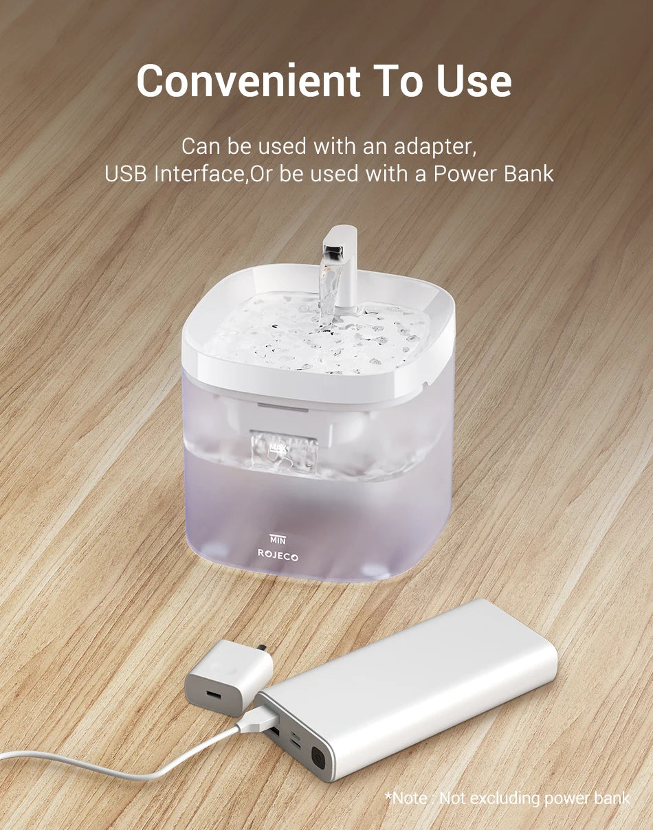 Fuente de agua inteligente ROJECO para gatos, dispensador automático de agua para mascotas, purificador de agua para perros y gatos con filtros de recirculación.