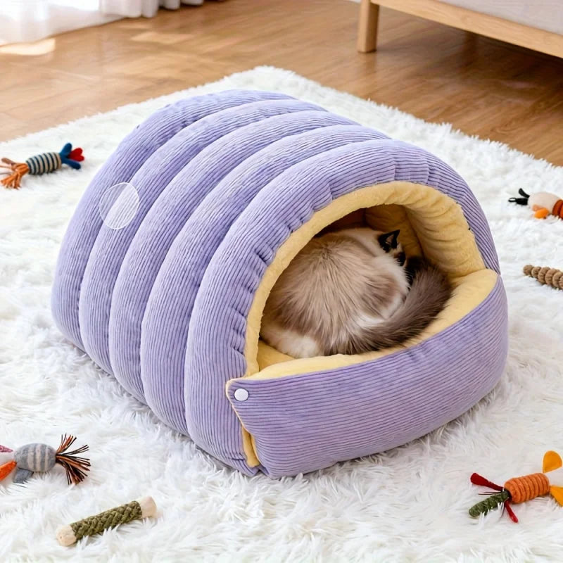 Cama cálida para gatos de invierno, casa cálida para mascotas, nido para dormir para mascotas, calidez gruesa, cama para dormir suave para gatitos, cueva para gatos, calidez para perros y gatos