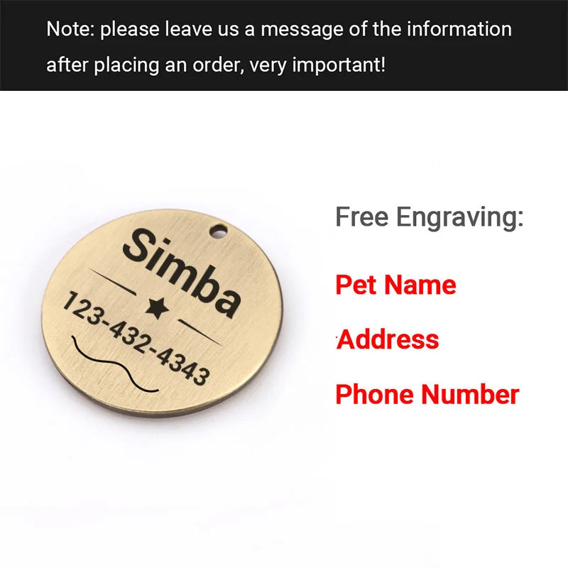 Etiquetas de dirección personalizadas para perros, etiquetas de identificación, etiqueta de perro grabada gratis, Collar de perro personalizado, etiqueta de nombre de perro y gato, identificación de mascota, placa de ident