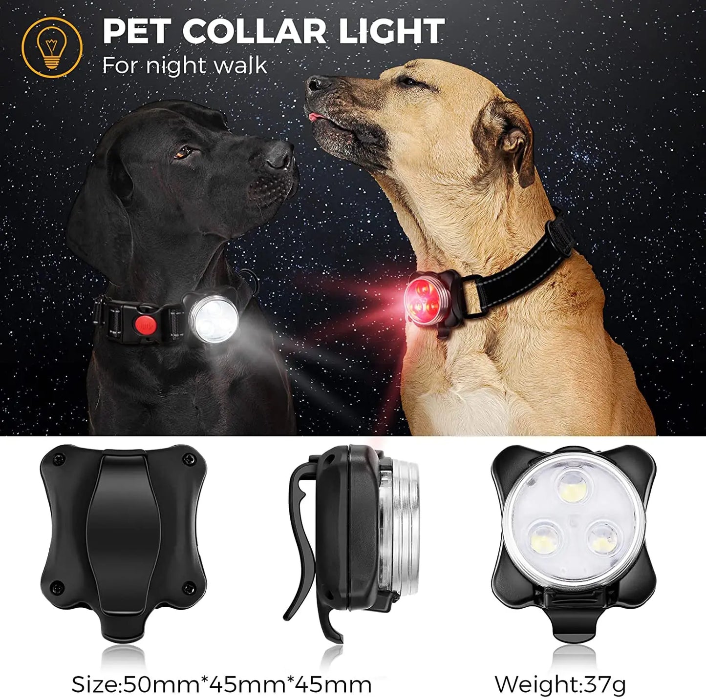 Lámpara LED para perro, collar con luz LED, colgante, luz nocturna de seguridad, linterna LED para perro, arnés y correa.