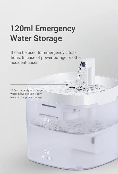 Fuente de agua inteligente ROJECO para gatos, dispensador automático de agua para mascotas, purificador de agua para perros y gatos con filtros de recirculación.