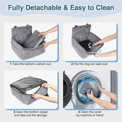 Asiento de auto  seguridad para mascotas antideslizante para cachorro, gato es  lavable para fila delantera y trasera.