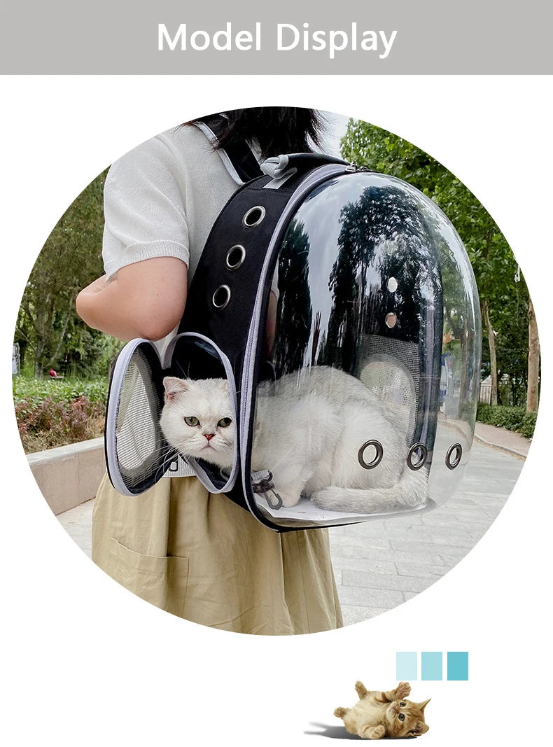 Bolsa de transporte para Gato, mochilas espaciales transparente portátil y transpirable, también para perros pequeños y cachorros