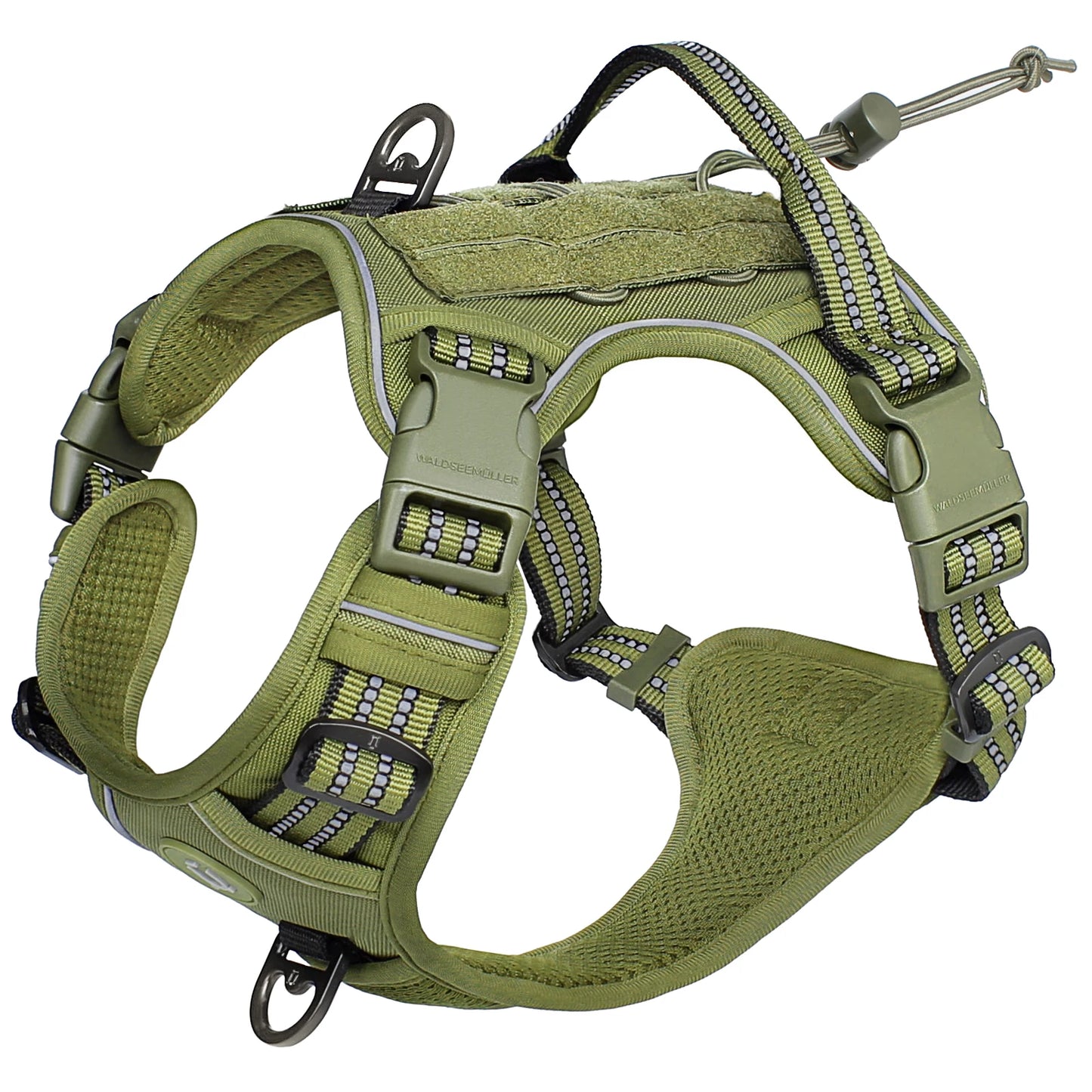 Arnés táctico para perros, arnés para perros sin tirones, arnés de chaleco MOLLE transpirable ajustable para perros medianos y grandes, militar reflectante